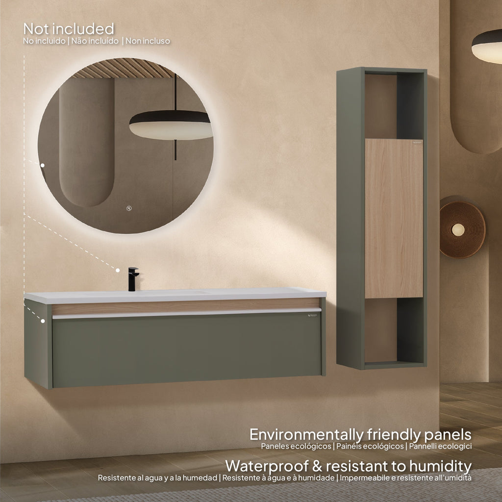 Nereia - Mobile laterale bagno sospeso con contenitore