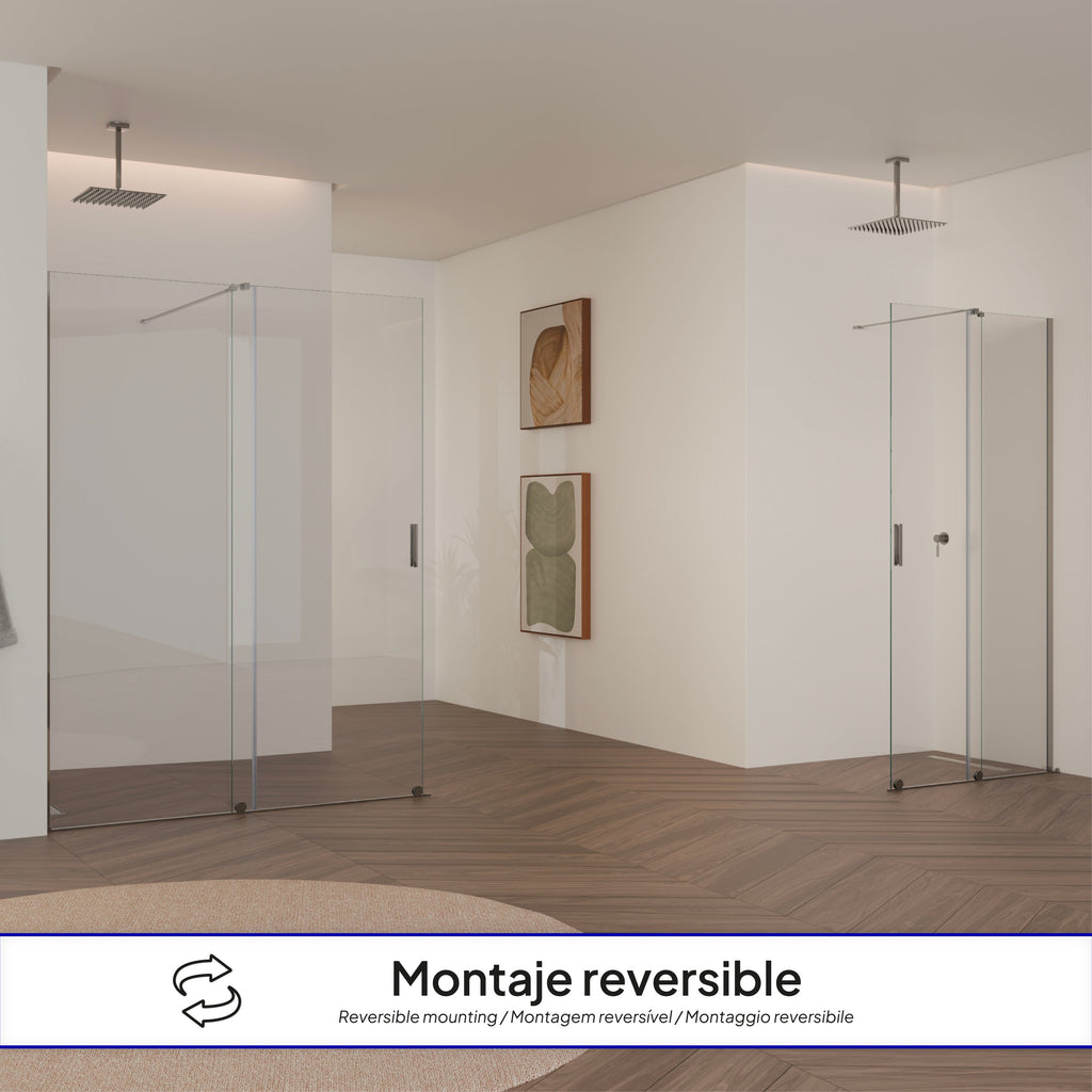 NADINE - Pannello Doccia Walk-In in Vetro Temperato 8 mm con Profilo cromato