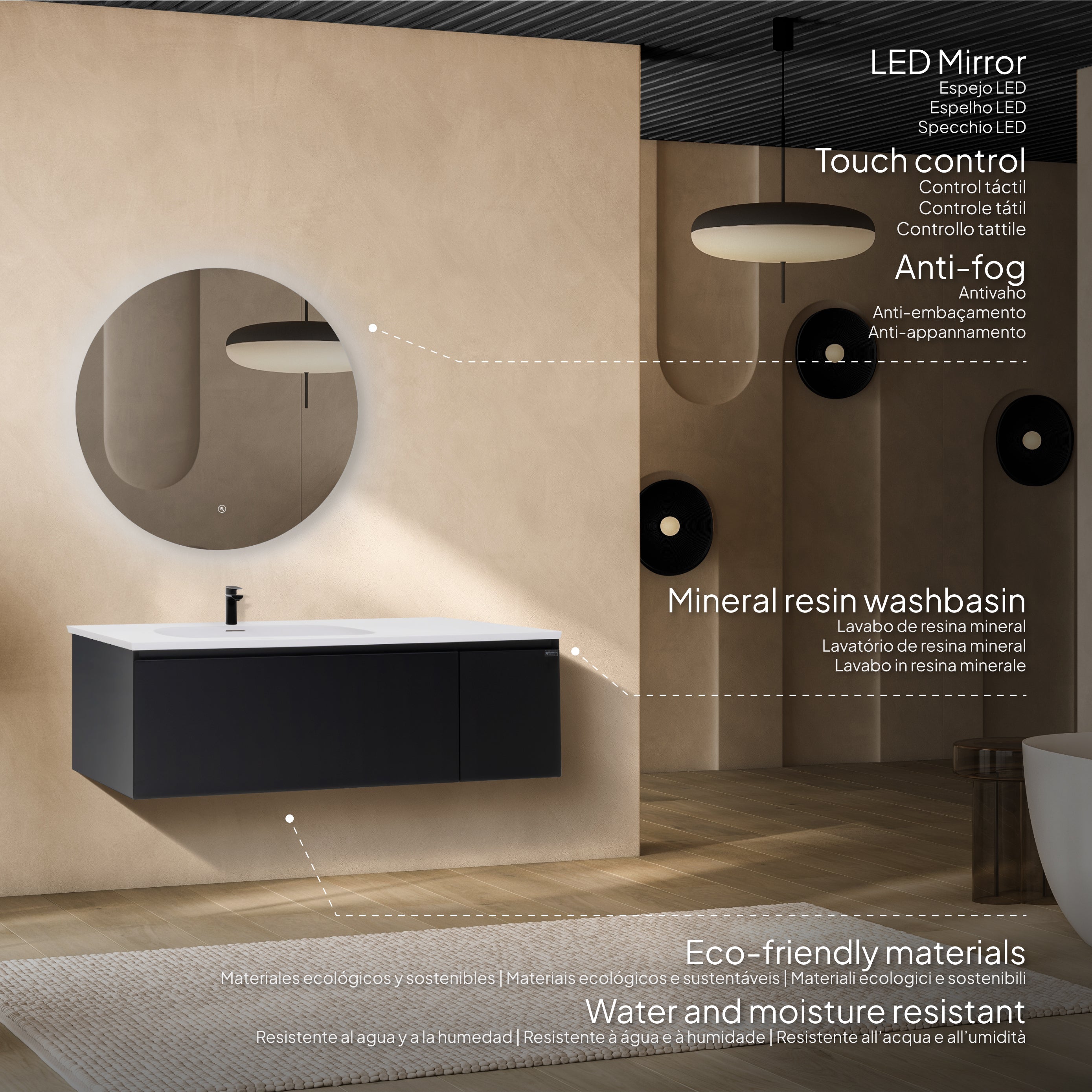 Dafne - Set bagno sospeso - Disponibile in 120 cm