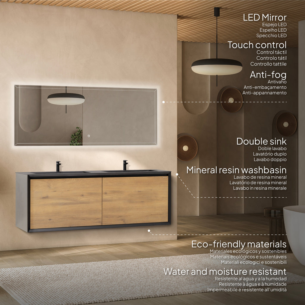 Fidia - Conjunto de baño suspendido doble - Disponible en 150 y 190 cm