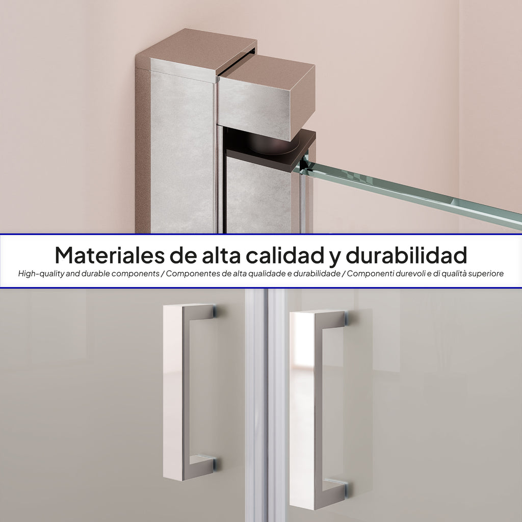 LARA - Porta doccia con ante a battente in vetro temperato parzialmente satinato 6 mm