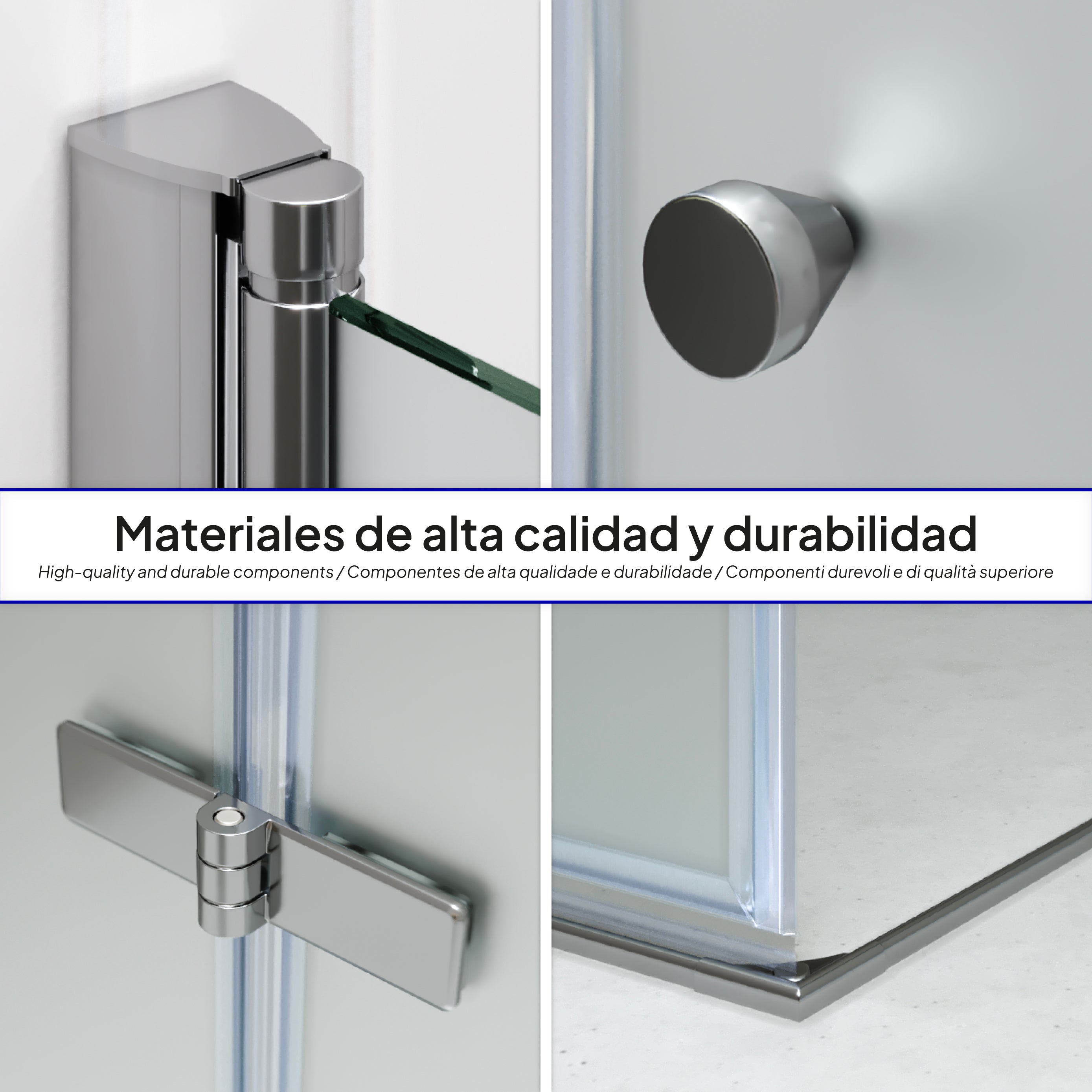 EMMA - Cabine de Duche com vidro fosco 6mm - Portas articuladas e perfis em inox