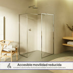GIANNA - Panel de Ducha Walk-In con 2 Paneles en Vidrio Templado y Perfil Cromado con Barra Estabilizadora