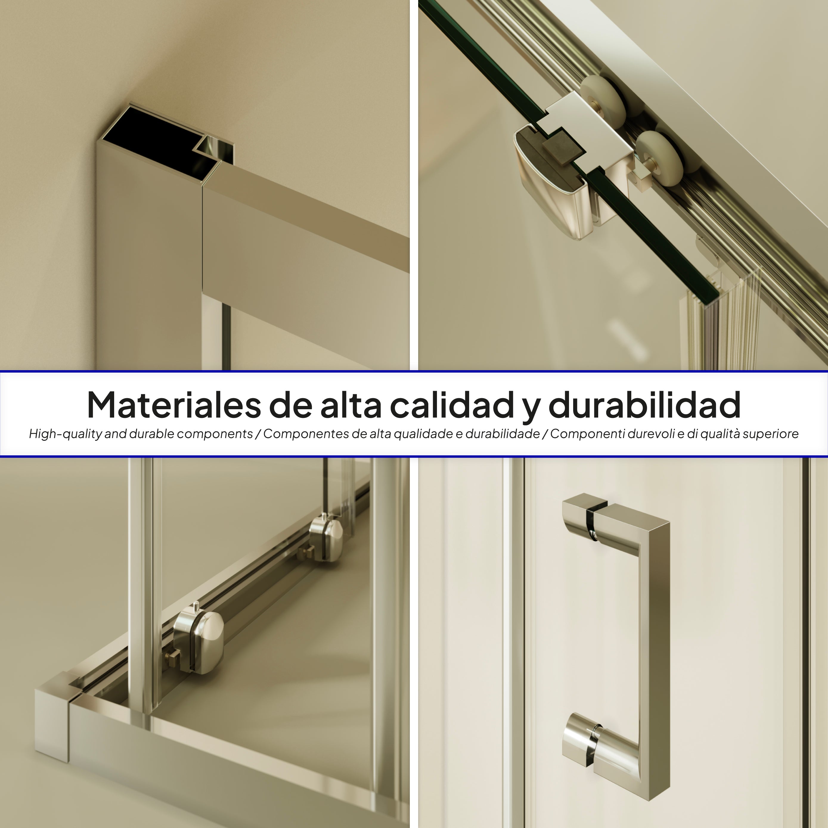 DIANA - Cabina de ducha de entrada en esquina con puertas correderas en vidrio templado