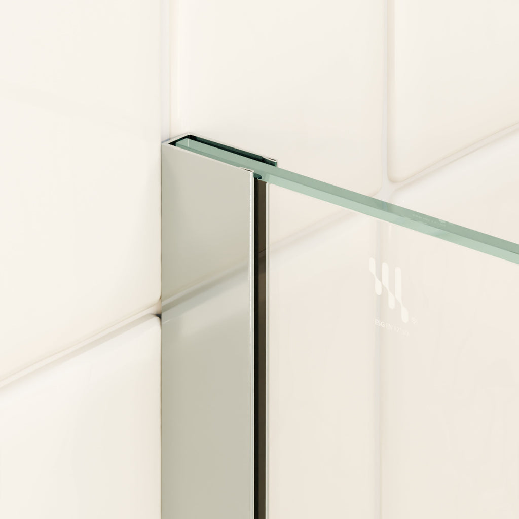 FIONA - Panel de Ducha Walk-In en Vidrio Transparente 10 mm con Perfil y Barra Estabilizadora Cromado