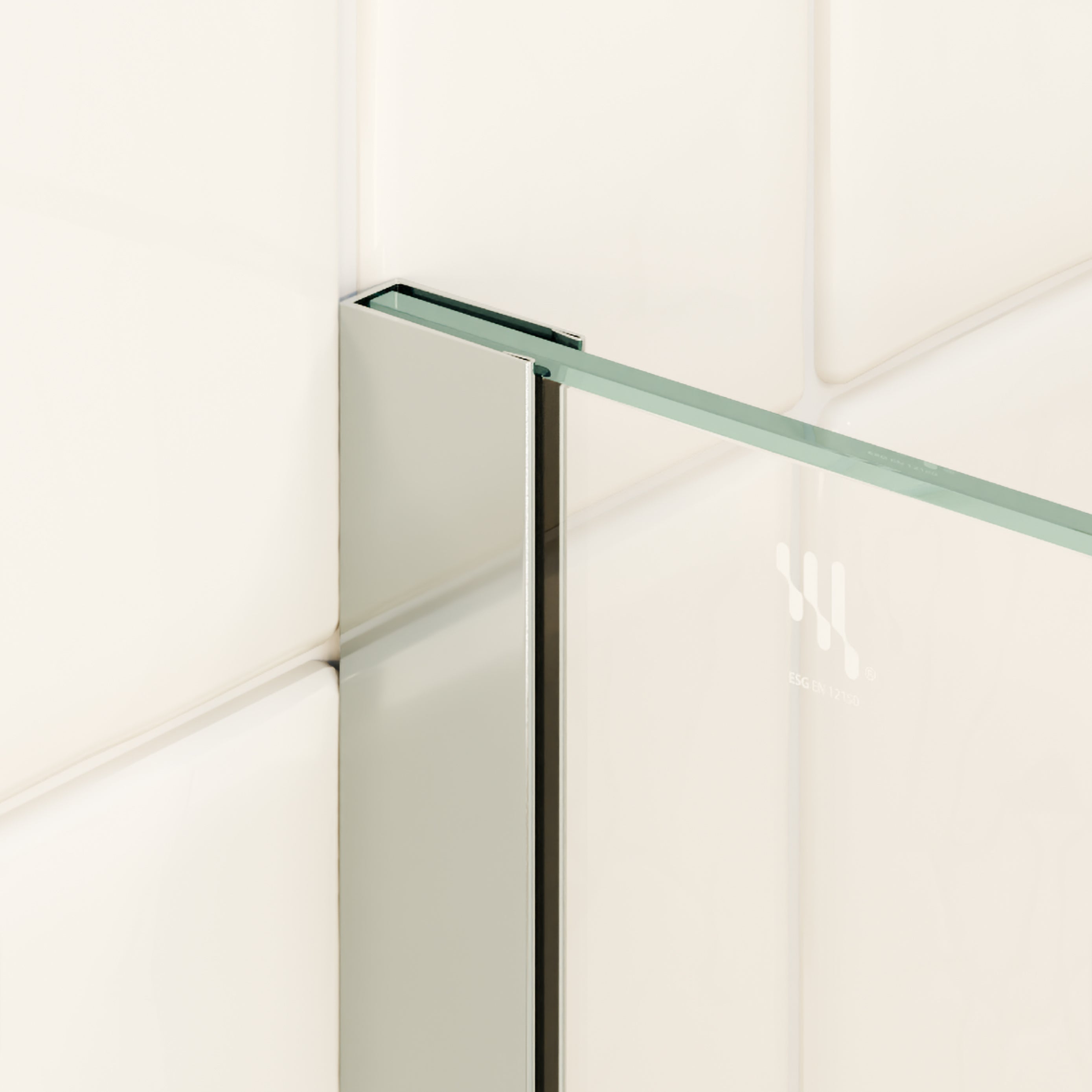 FIONA - Panel de Ducha Walk-In en Vidrio Transparente 10 mm con Perfil y Barra Estabilizadora Cromado