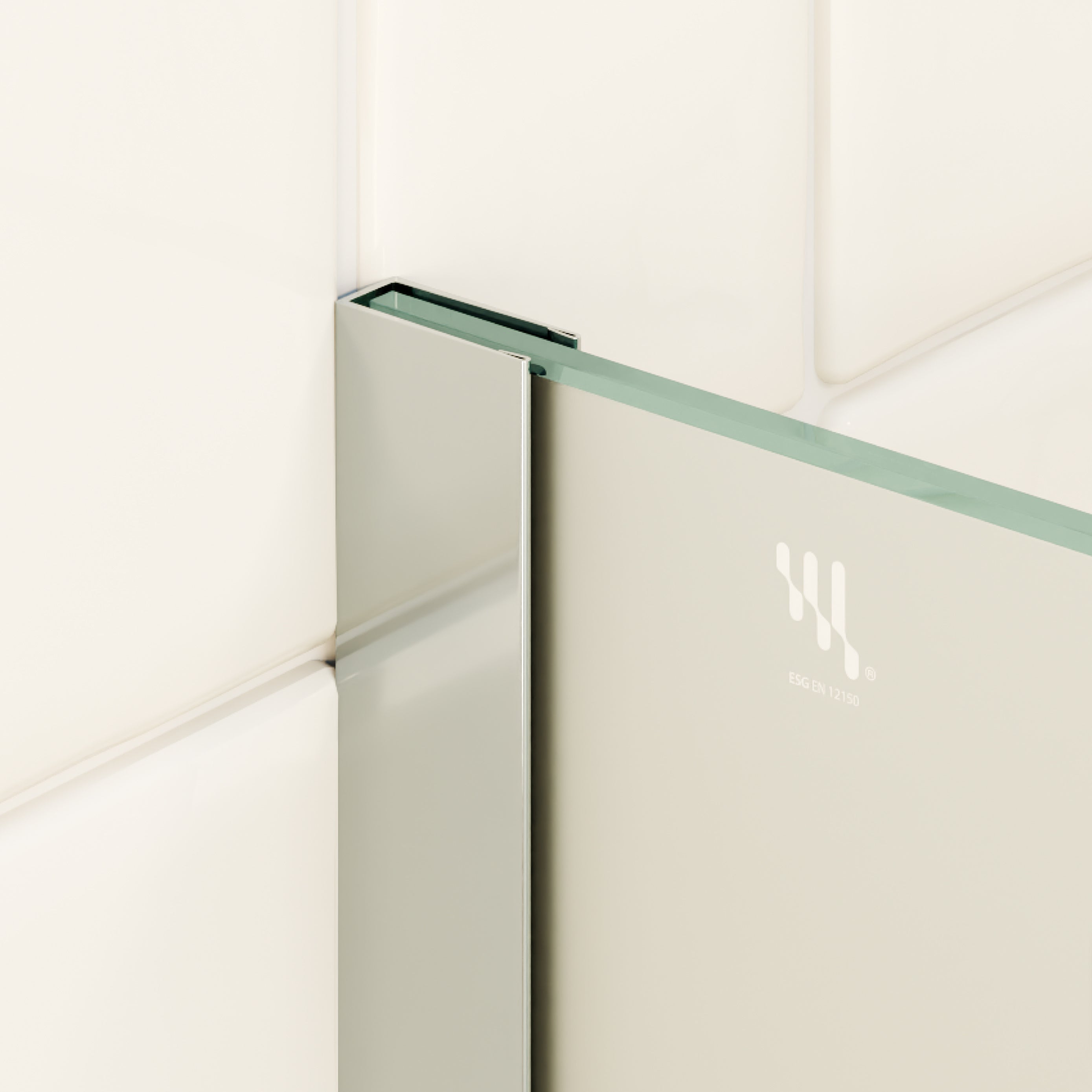 FIONA - Painel de duche walk-In em vidro fosco 10mm com perfil e barra estabilizadora cromado