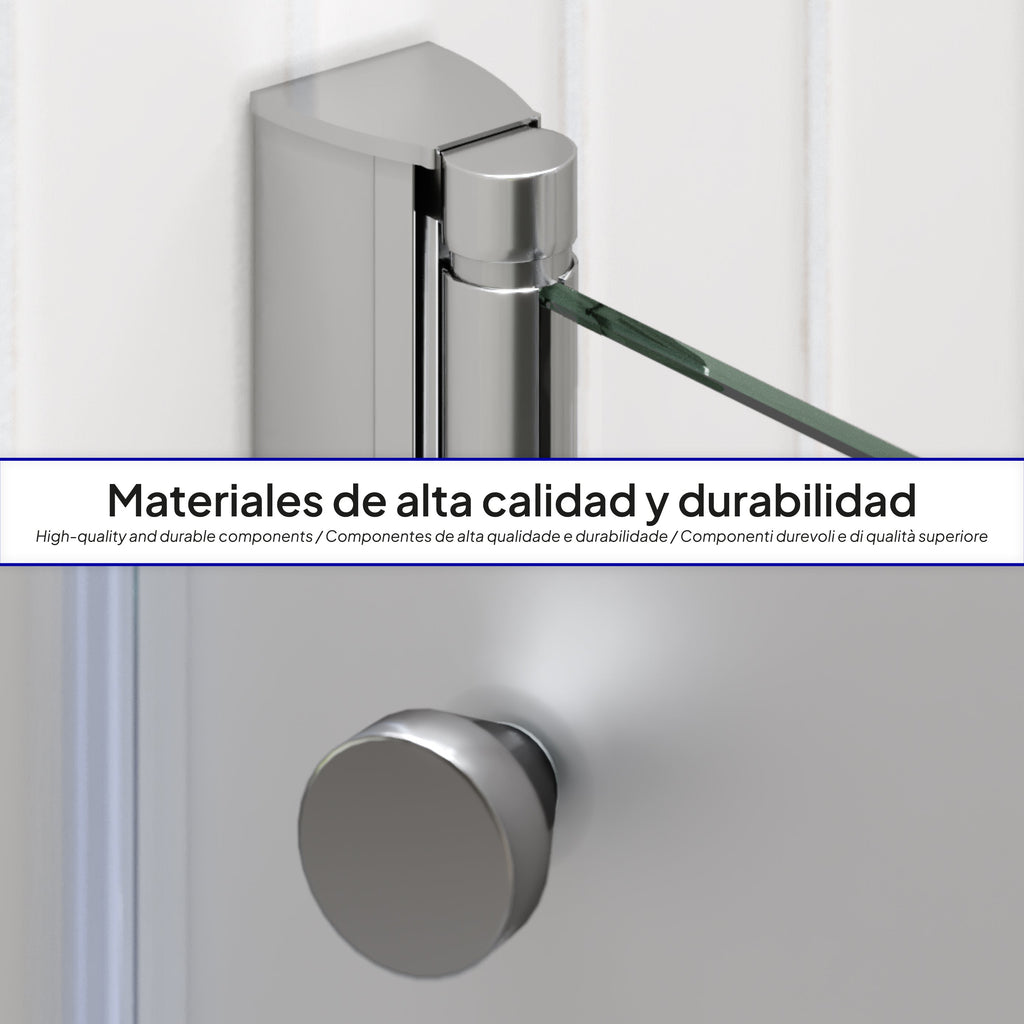 LIMA - Frontal de ducha en vidrio templado de 6 mm parcialmente esmerilado - Puertas batientes