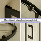 ELLA - Cabina de ducha de cuadrante con vidrio transparente, líneas negras y puertas correderas