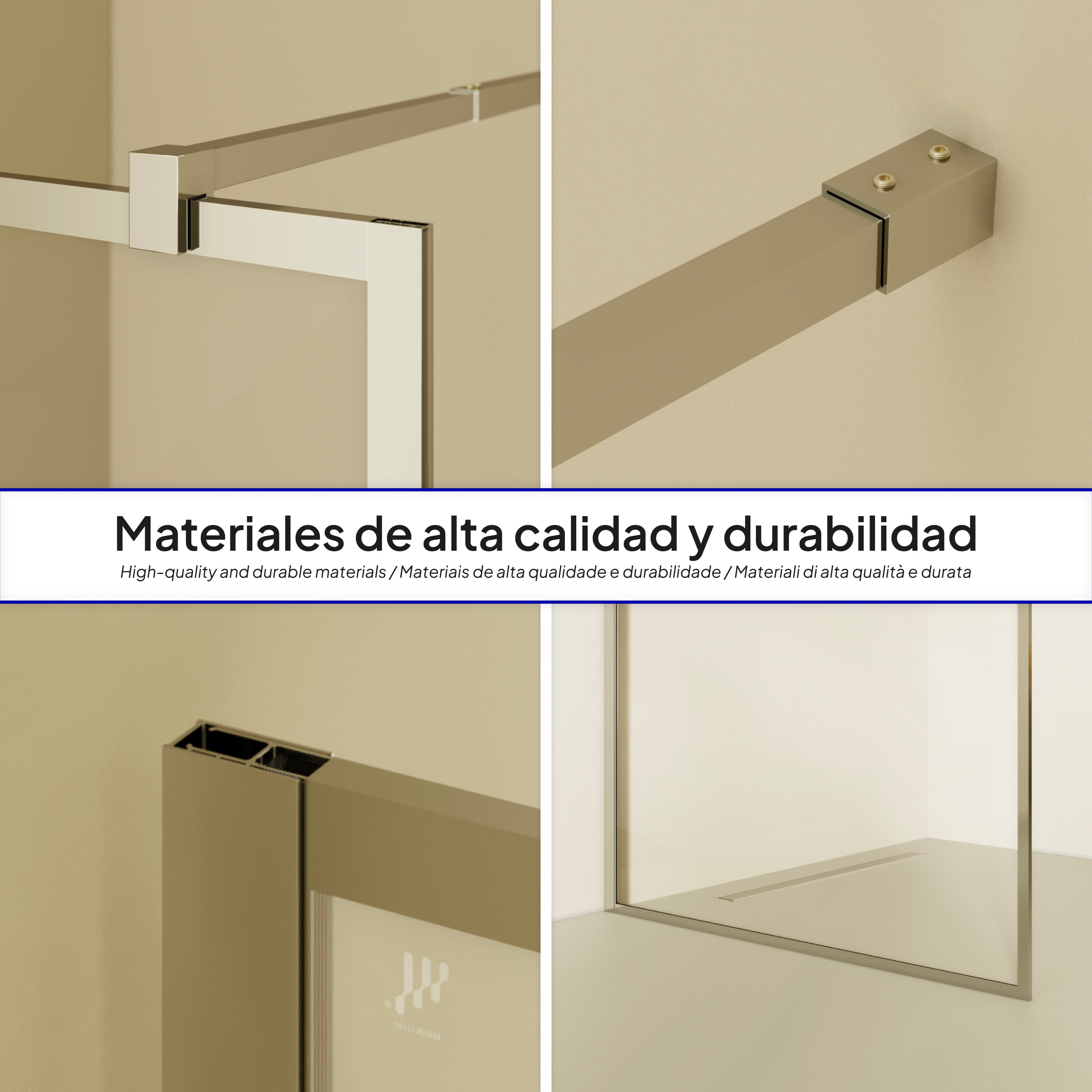 GIANNA - Pannello Doccia Walk-In in Vetro Temperato con Profilo Cromato e Barra Stabilizzatrice