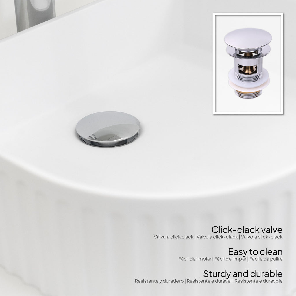 Maia - Mueble de lavabo suspendido con cajones soft-close | 90 cm | Blanco acanalado