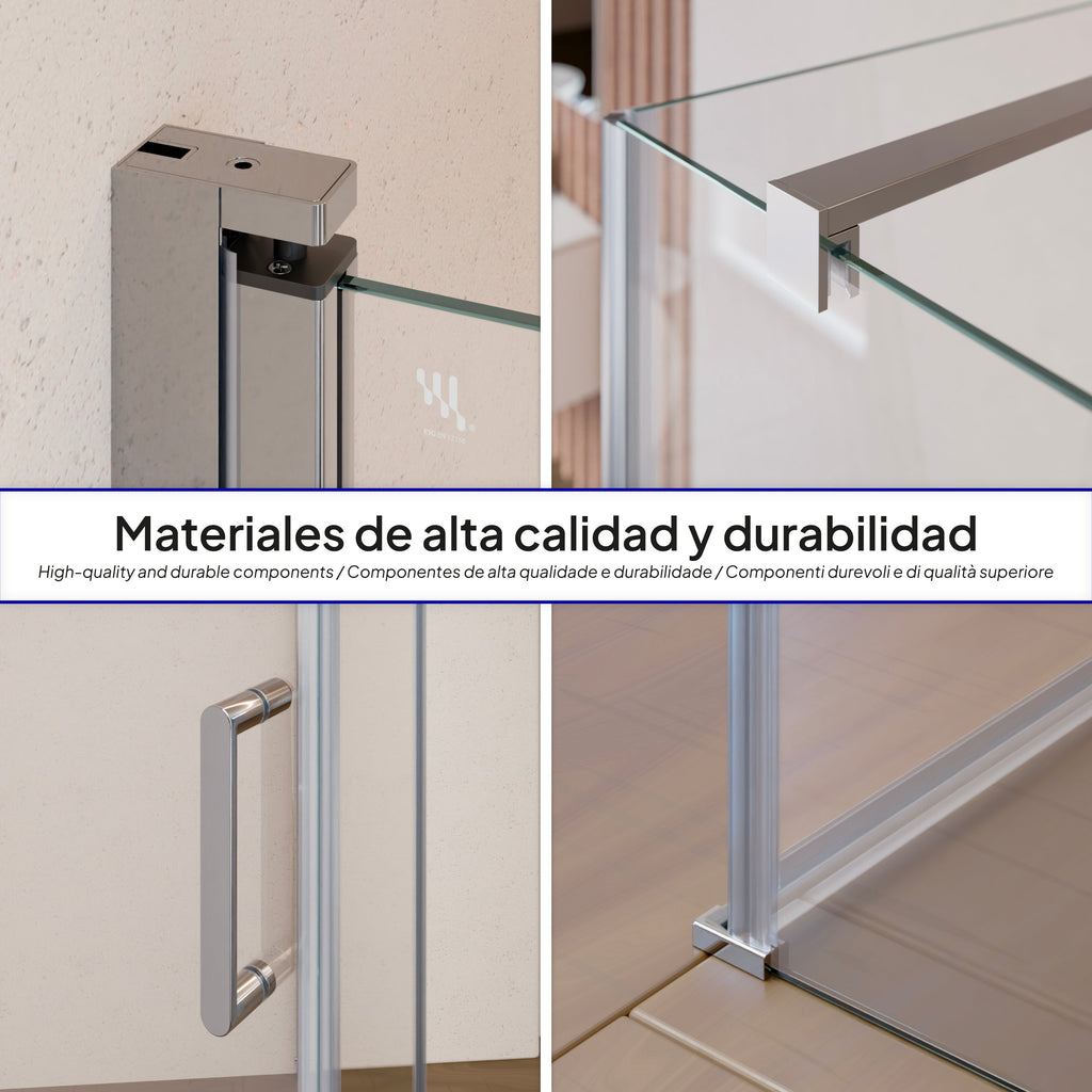 HELLEN - Cabina doccia frontale con porte battenti in vetro temperato e profili in alluminio