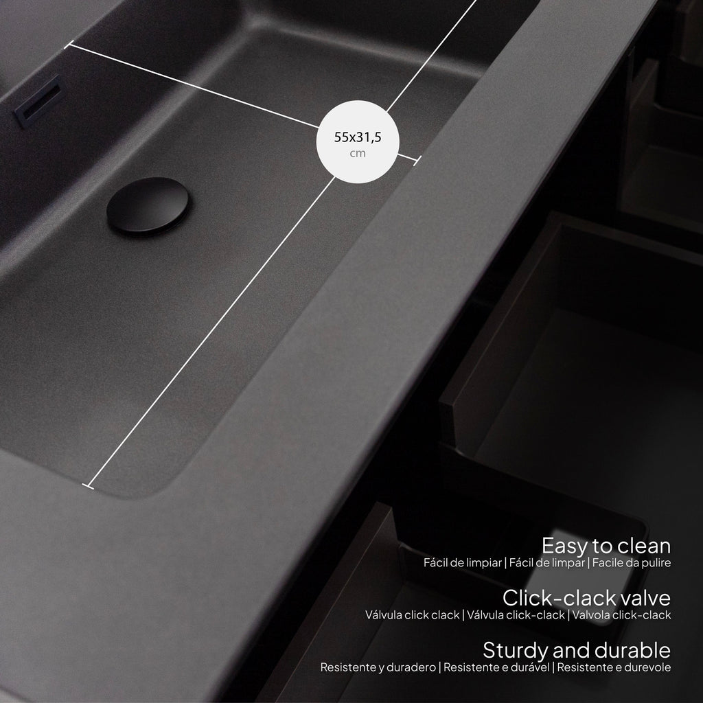 Fidia - Conjunto de baño suspendido doble - Disponible en 150 y 190 cm