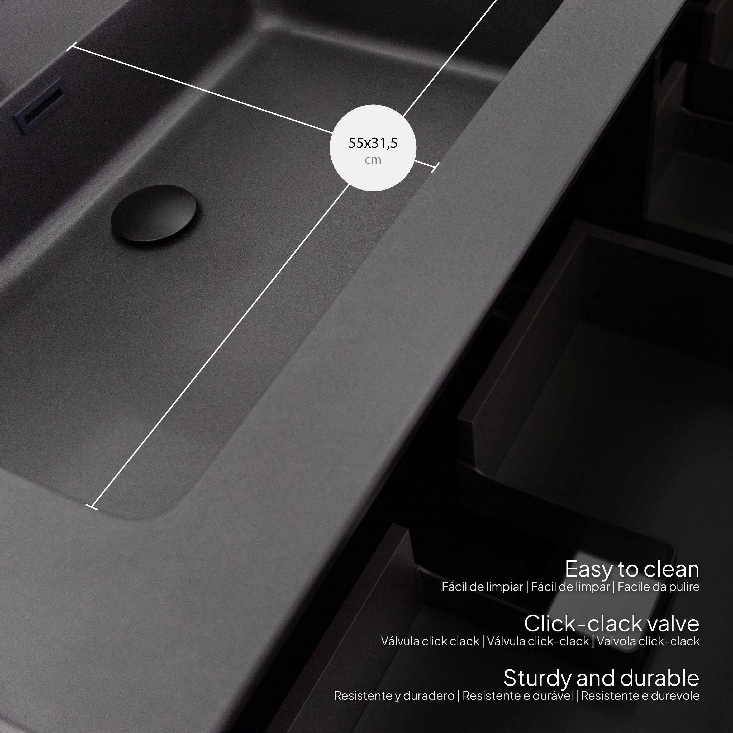 Fidia - Conjunto de baño suspendido doble - Disponible en 150 y 190 cm