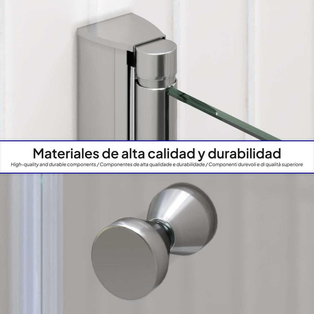 LIMA - Frontal de duche em vidro temperado transparente de 6 mm e portas batentes