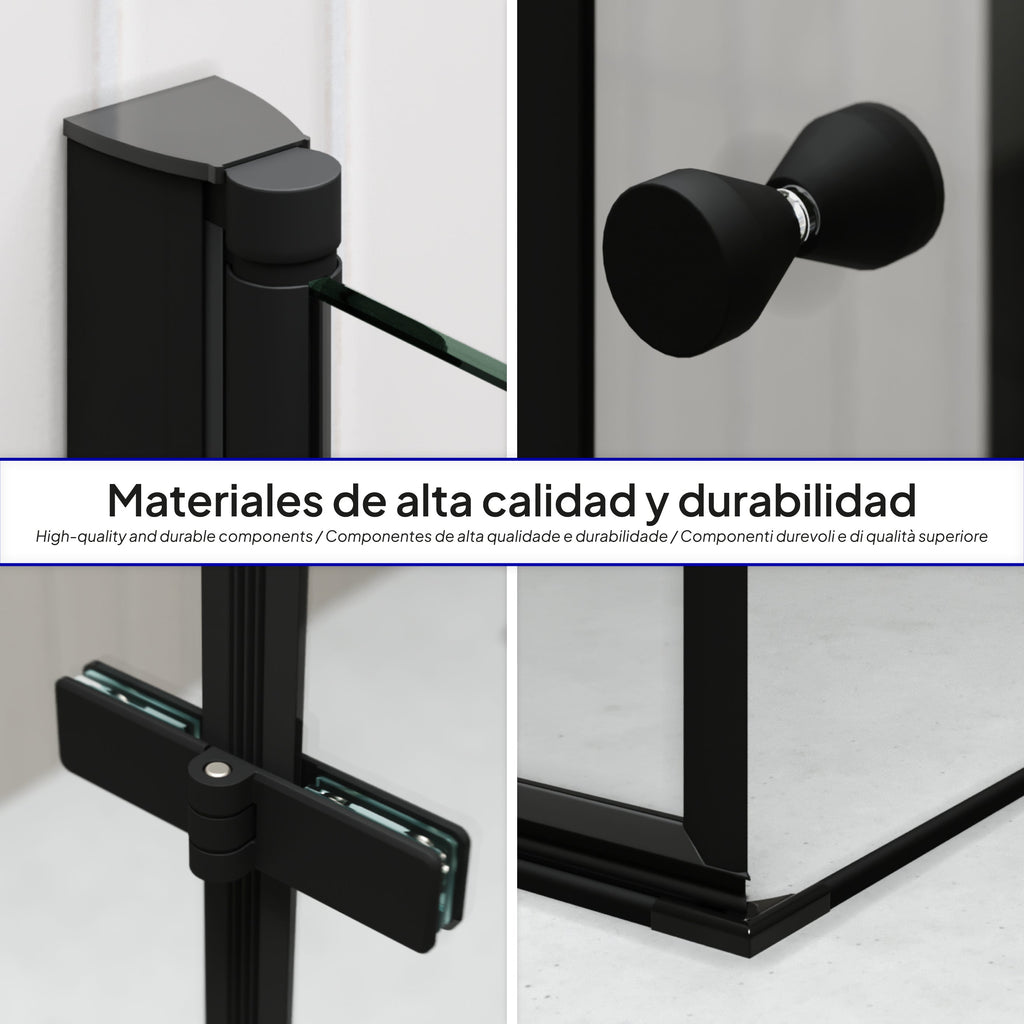 EMMA - Cabina doccia con vetro trasparente 6 mm - Porte articolate e profili neri