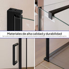 HELLEN - Cabine de duche de frontal com portas articuladas em vidro temperado e perfis em preto