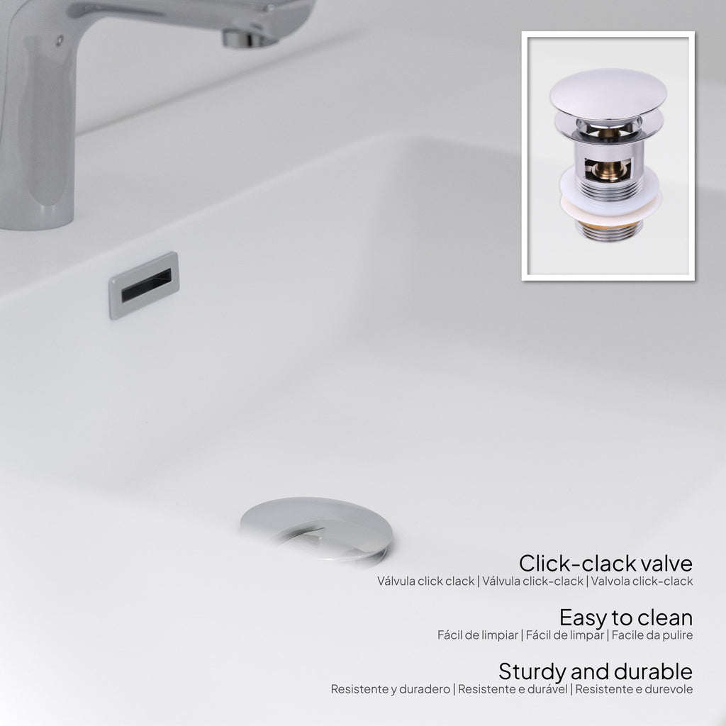 Hebe - Mueble de lavabo suspendido 90 cm blanco mate/roble con soft-close