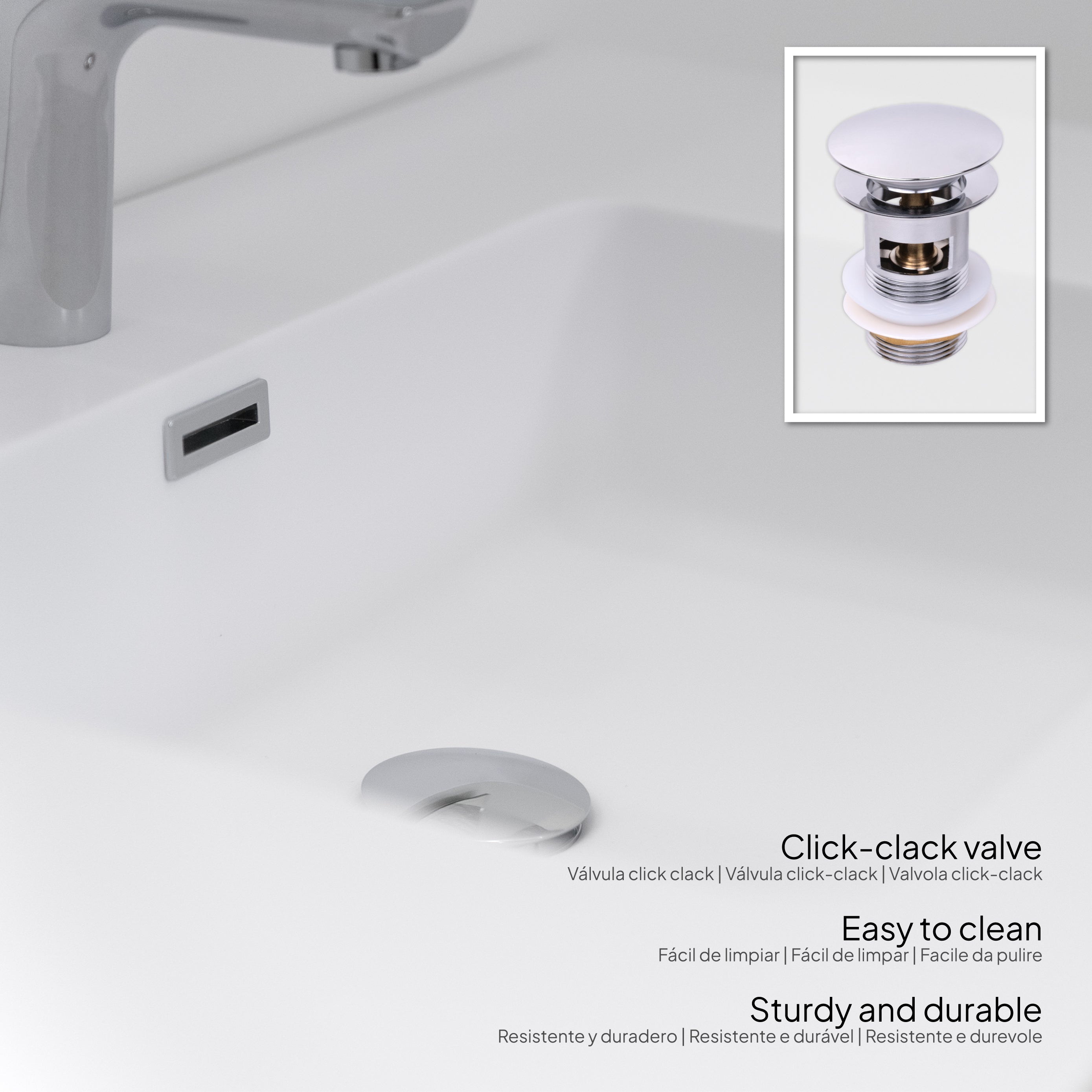 Hebe - Mueble de lavabo suspendido 90 cm blanco mate/roble con soft-close