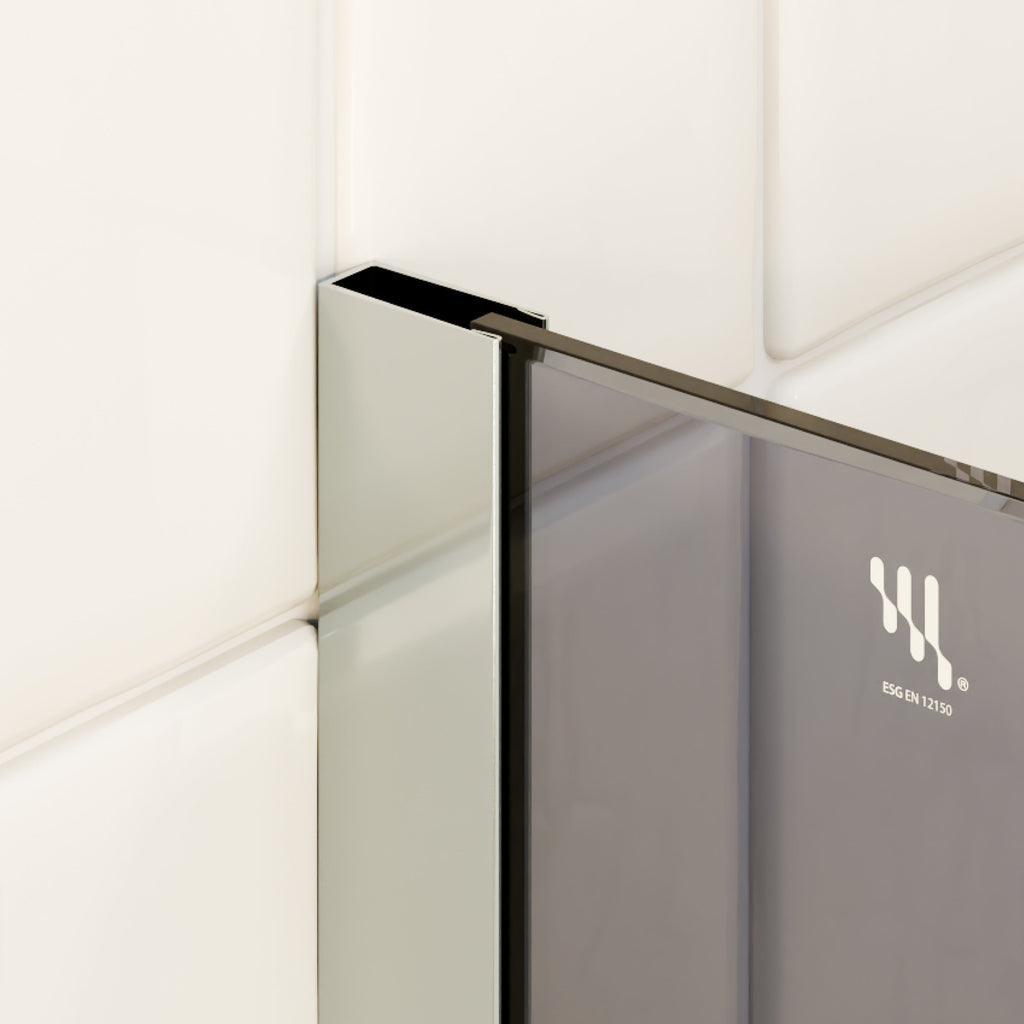 FIONA - Panel de ducha Walk-In en Vidrio Oscurecido 10 mm con perfil y Barra Estabilizadora Cromado