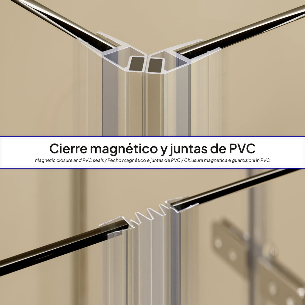 ALICE - Cabina doccia ad angolo con porte articolate in vetro temperato