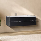 Dafne - Mobile lavabo sospeso 120 cm in nero opaco con soft-close