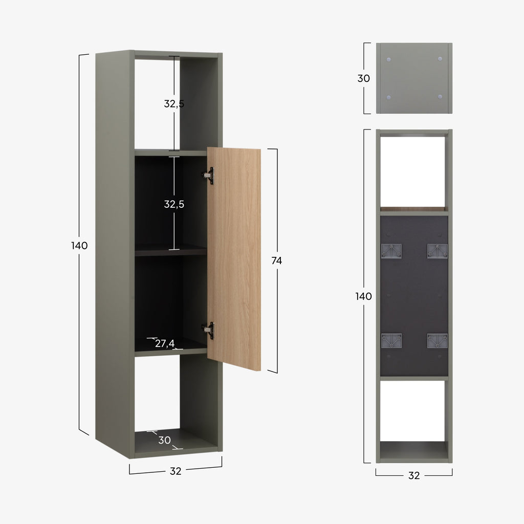 Nereia - Mobile laterale bagno sospeso con contenitore