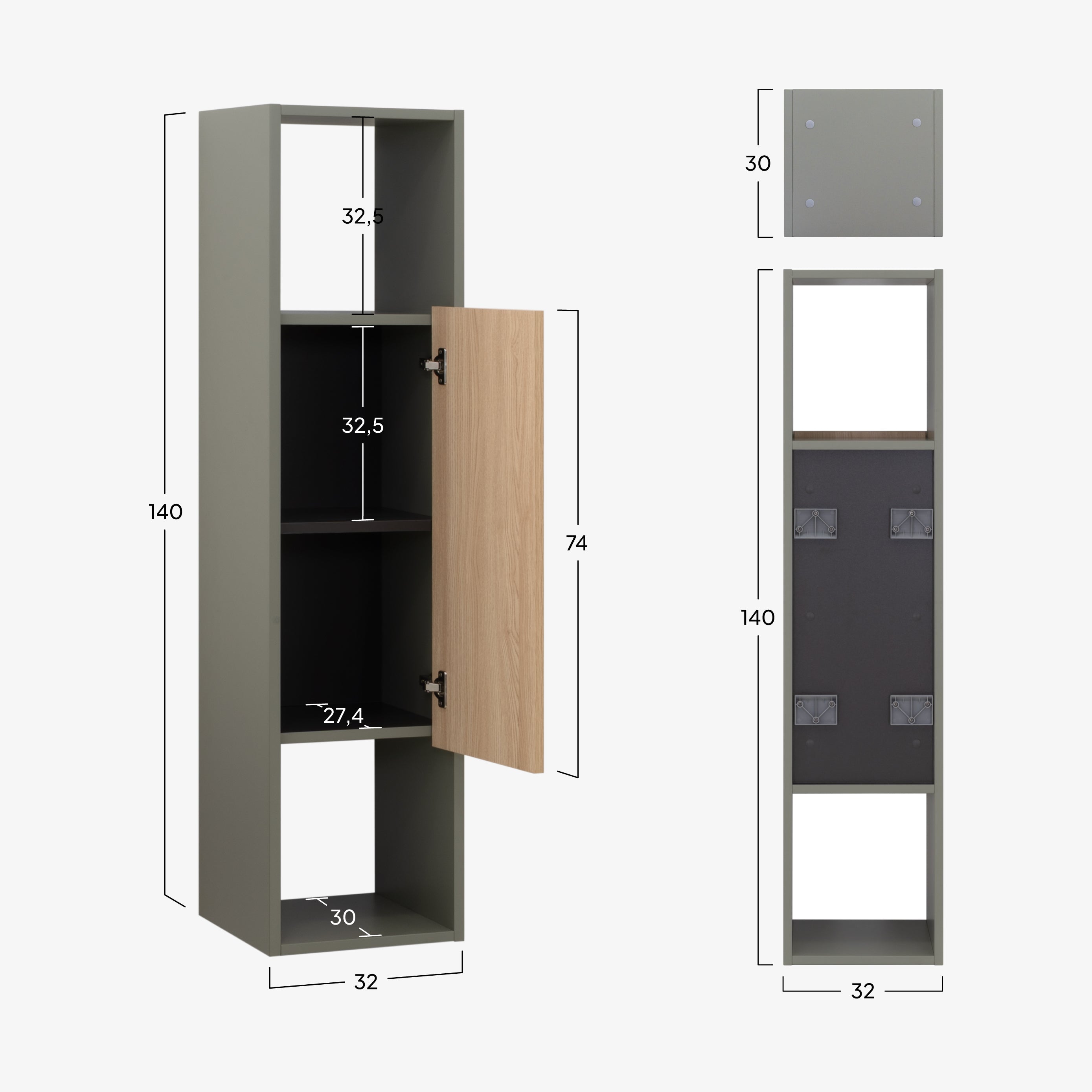 Nereia - Mobile laterale bagno sospeso con contenitore