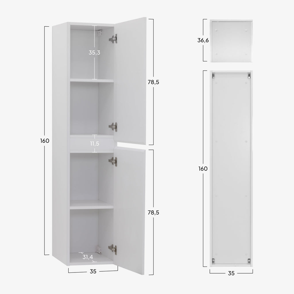 Atena - Colonna laterale bagno con soft-close | 2 Colori