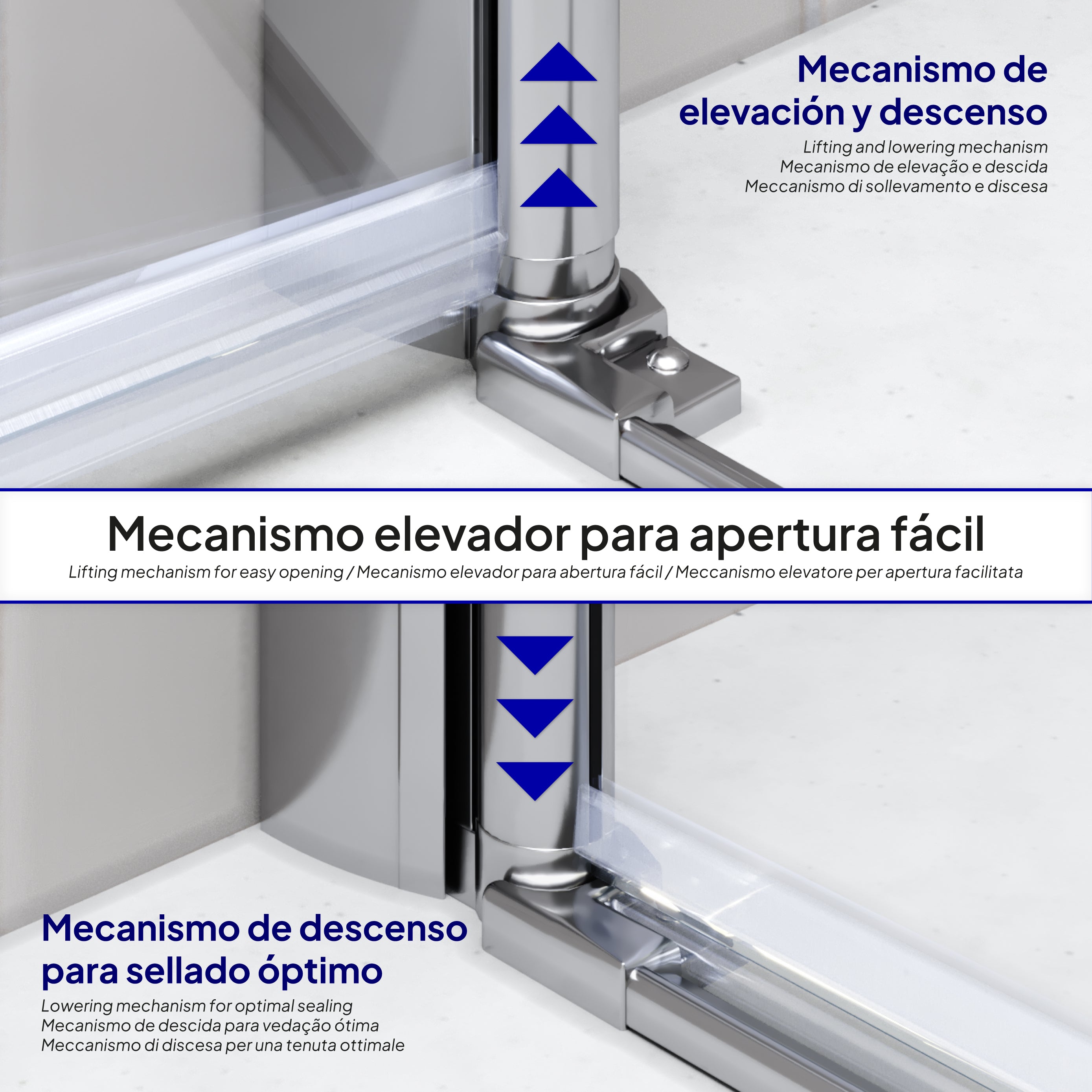 LIMA - Frontal de ducha en vidrio templado de 6 mm parcialmente esmerilado - Puertas batientes