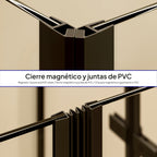 ALICE - Cabine de duche de canto com portas articuladas em vidro temperado e perfis pretos