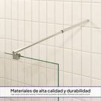FIONA - Panel de Ducha Walk-In en Vidrio Transparente 10 mm con Perfil y Barra Estabilizadora Cromado