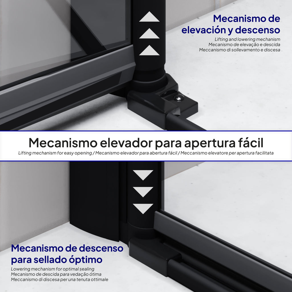 EMMA - Cabina doccia con vetro trasparente 6 mm - Porte articolate e profili neri