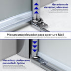 EMMA - Cabine de Duche com vidro fosco 6mm - Portas articuladas e perfis em inox