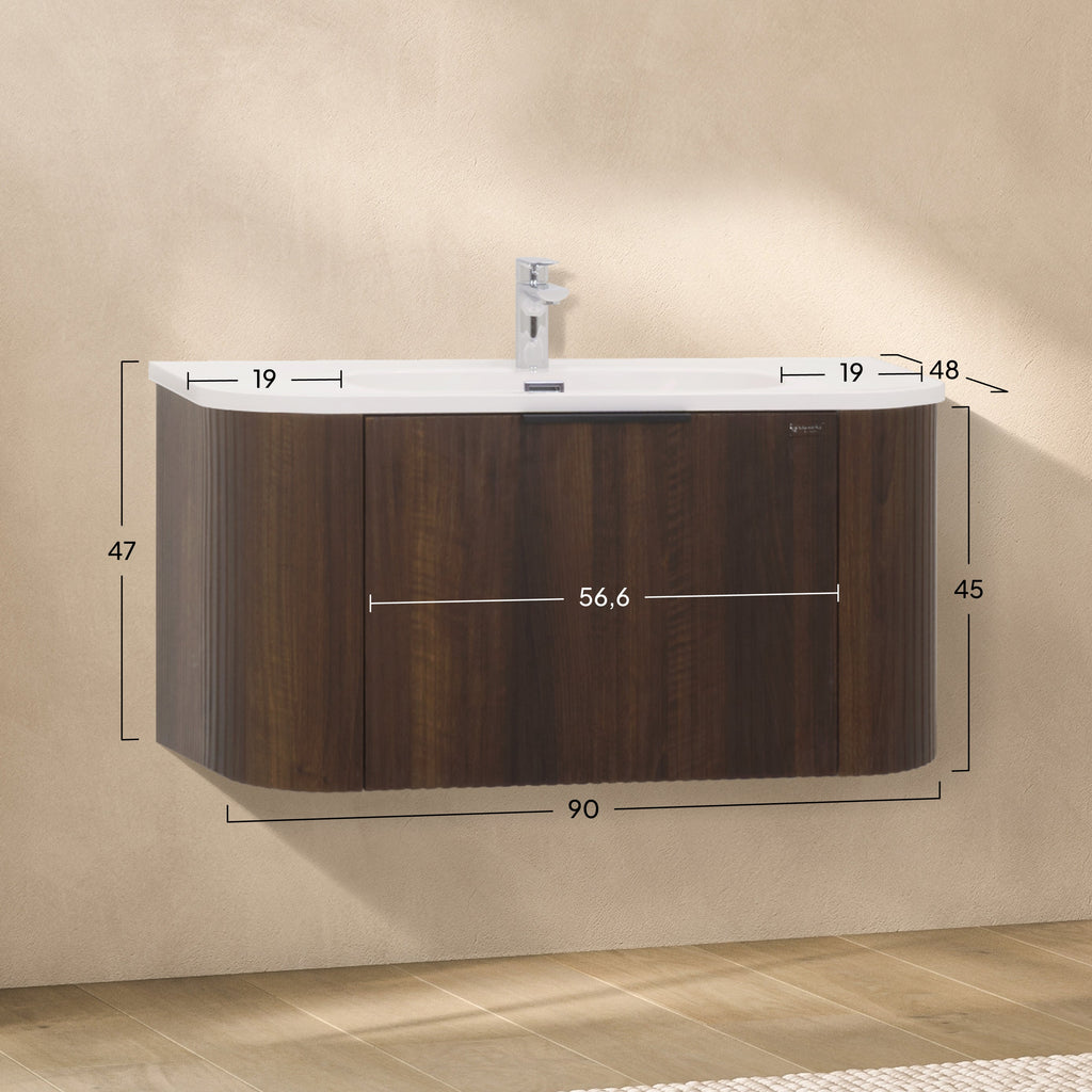 Maia Plus – Móvel de lavatório suspenso com gavetas soft-close | 90 cm