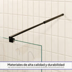 FIONA - Panel de ducha walk-in de vidrio transparente de 10 mm con perfil y barra estabilizadora negros