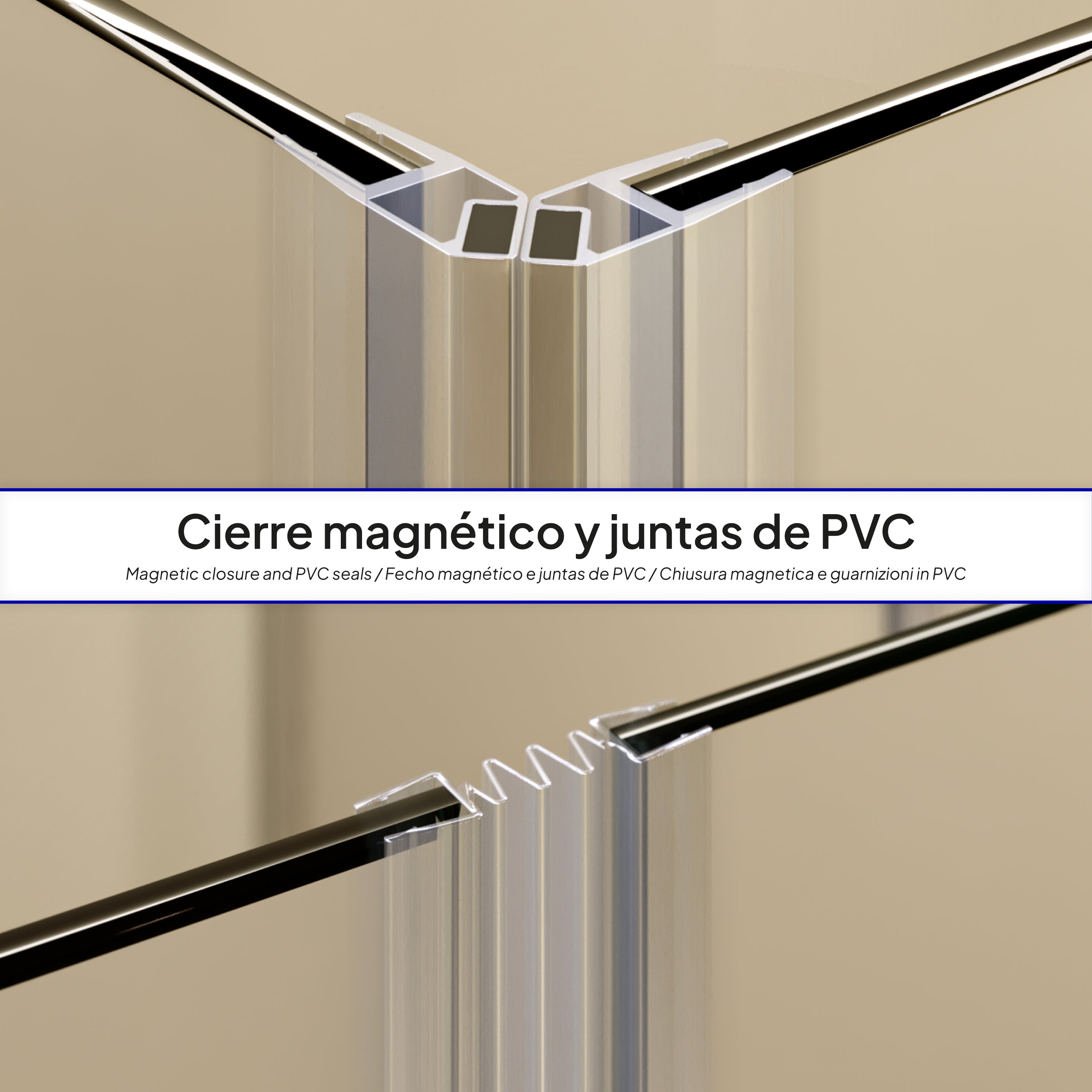 ALICE - Cabina de ducha de esquina con puertas articuladas en vidrio templado esmerilado