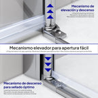 EMMA - Cabine de duche com vidro transparente 6mm - Portas articuladas e perfis em Inox