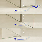 FIONA - Painel de duche walk-In com painel lateral giratório 40 cm em vidro transparente 10mm com perfil e barra estabilizadora cromado