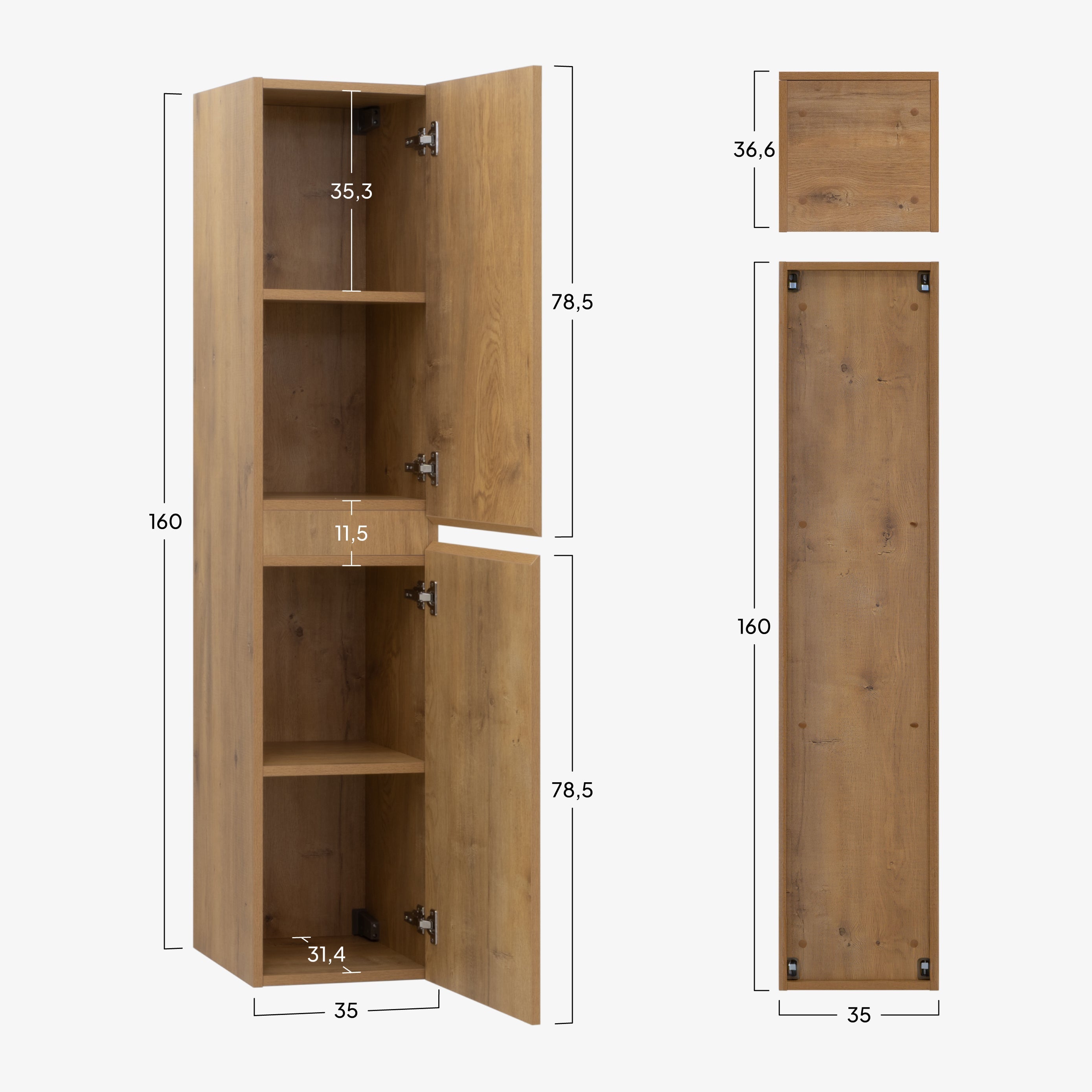 Atena - Colonna laterale bagno con soft-close | 2 Colori