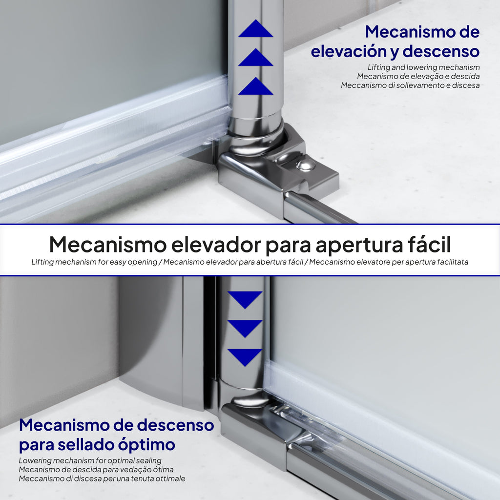 LENA - Frontal de ducha con puertas plegables en vidrio templado esmerilado