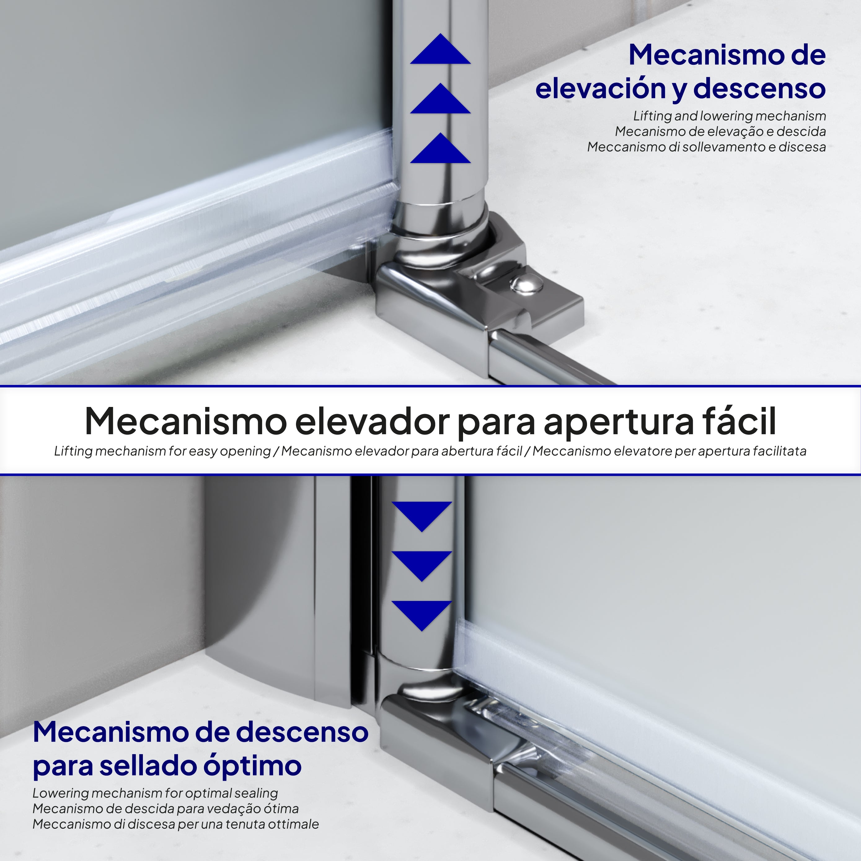 LENA - Frontal de ducha con puertas plegables en vidrio templado esmerilado