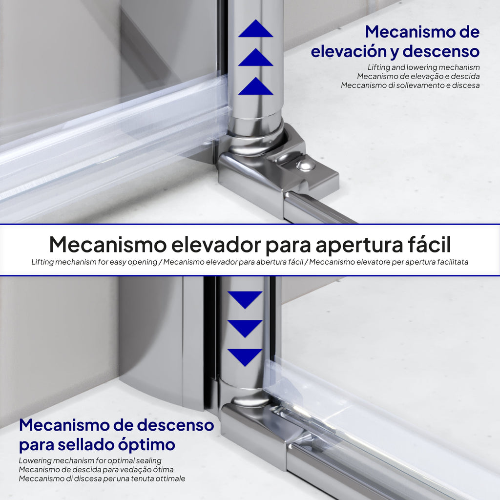 LENA - Frontal de ducha con puertas plegables en vidrio templado parcialmente esmerilado
