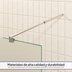 FIONA - Painel de duche walk-In em vidro fosco 10mm com perfil e barra estabilizadora cromado