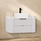 Maia - Mueble de lavabo suspendido con cajones soft-close | 90 cm | Blanco acanalado