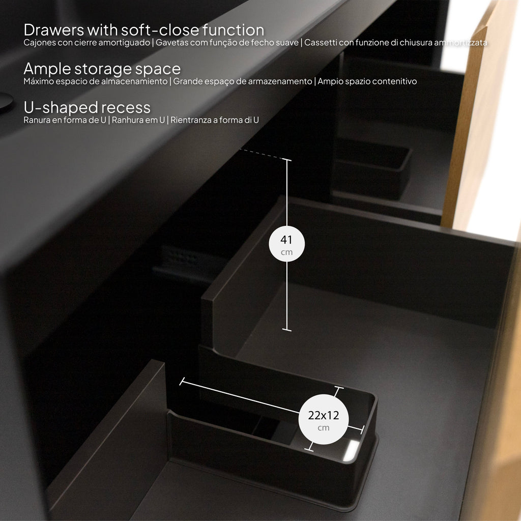 Fidia - Conjunto de baño suspendido doble - Disponible en 150 y 190 cm