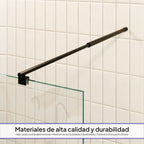 OLIVIA - Pannello Doccia Walk-In in Vetro Parzialmente Satinato 10 mm con Profilo e Barra Stabilizzatrice Nero