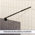 OLIVIA - Painel de Duche Walk-In em Vidro Escuro 10mm com Perfil e Barra Estabilizadora Preto