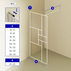 GIANNA - Panel de Ducha Walk-In en Vidrio Templado con Bloques, Perfil Blanco y Barra Estabilizadora