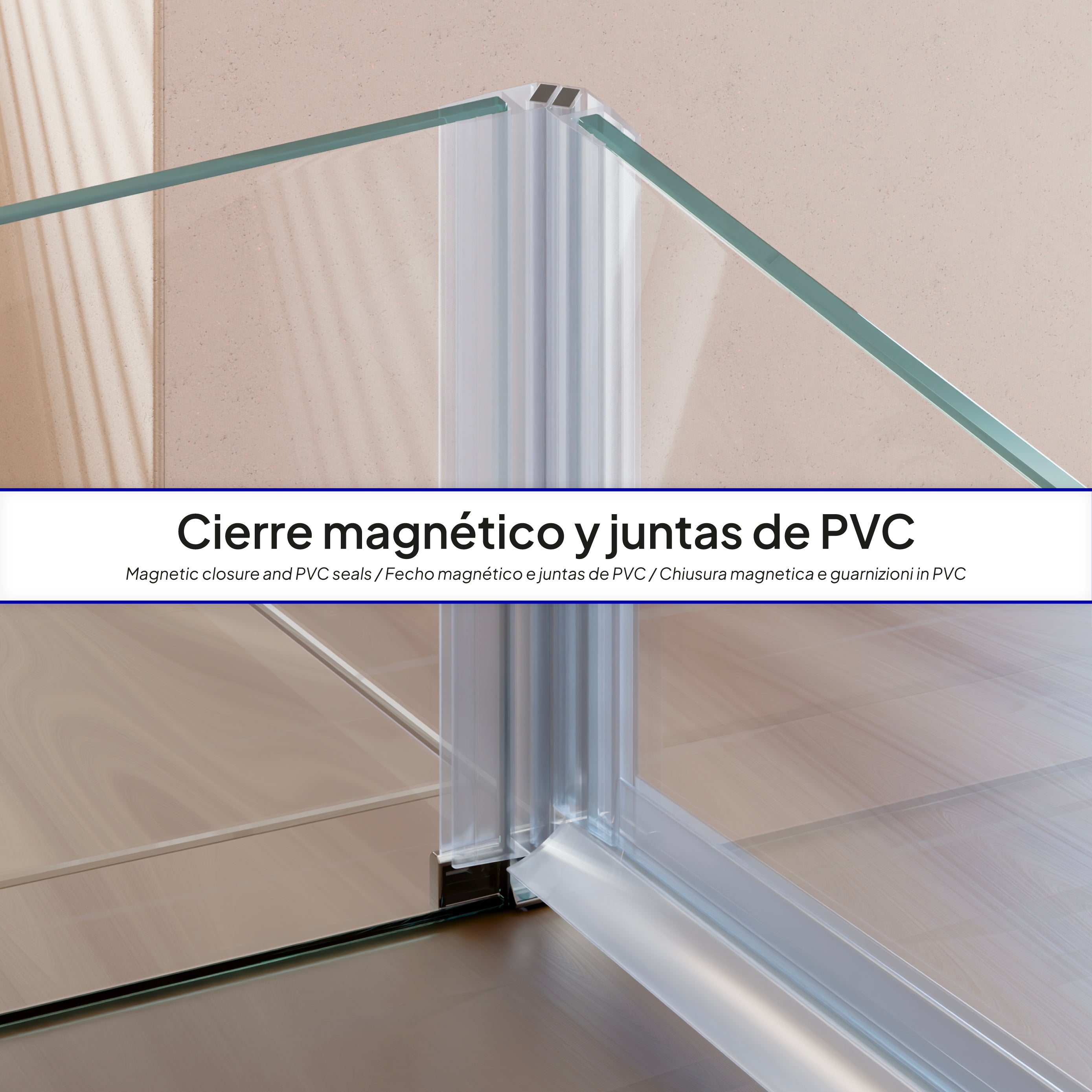 HELLEN - Cabina doccia frontale con porte battenti in vetro temperato e profili in alluminio